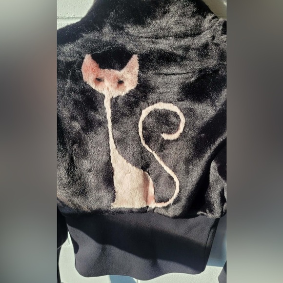 Black with Pink Cat Fuzzy Jacket - Picture 7 of 11